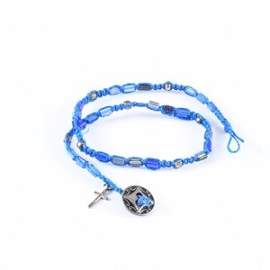 Blue Beaded Cross Wrap Bracelet, Handmade, Handcrafted Jewelry